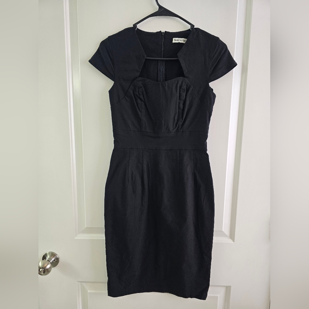 Grace Karin Black Cap Sleeve Pencil Dress